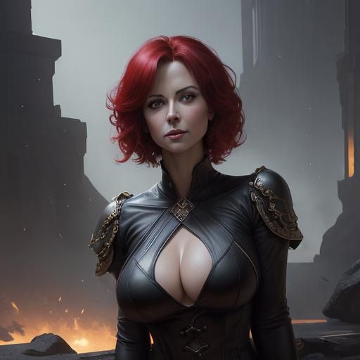 Glamorous Woman in Black Dress, Detailed Digital Art