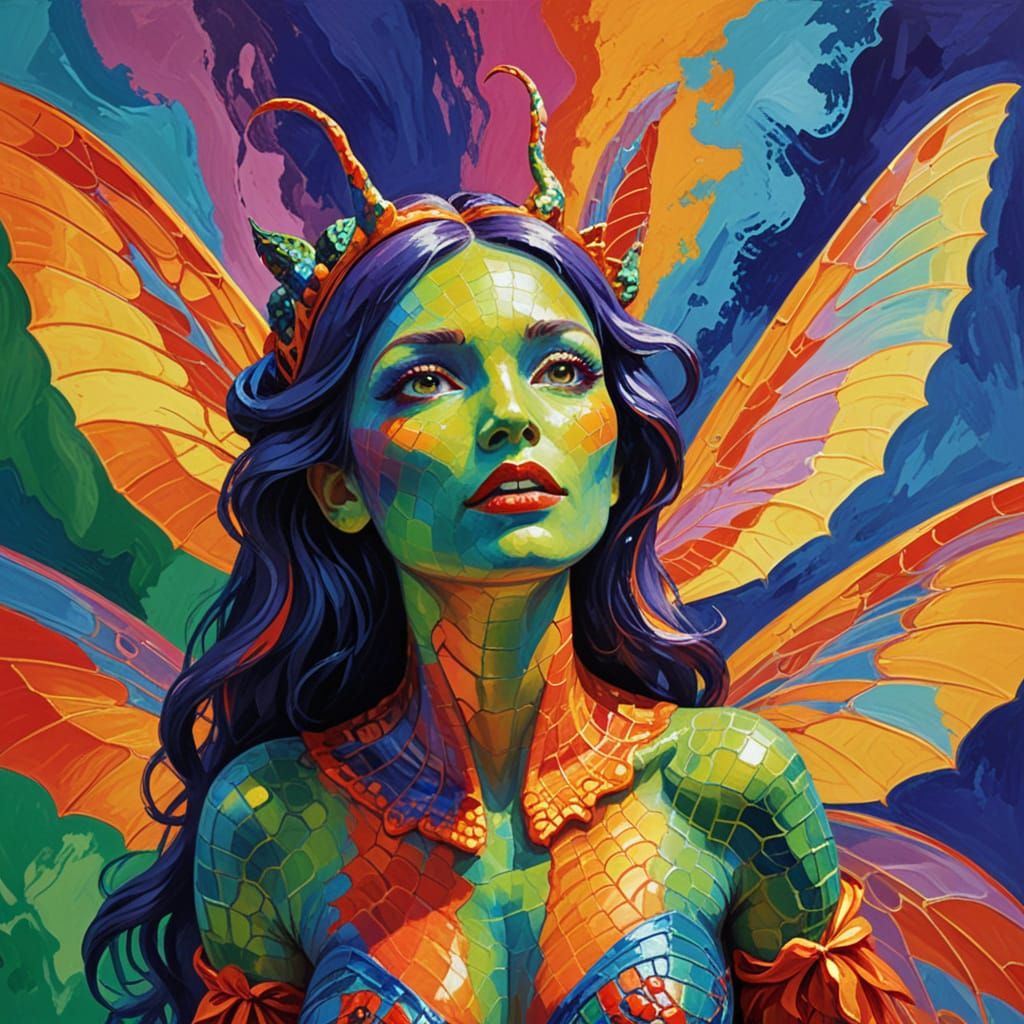 Fauvist Fairy in Vibrant Flight