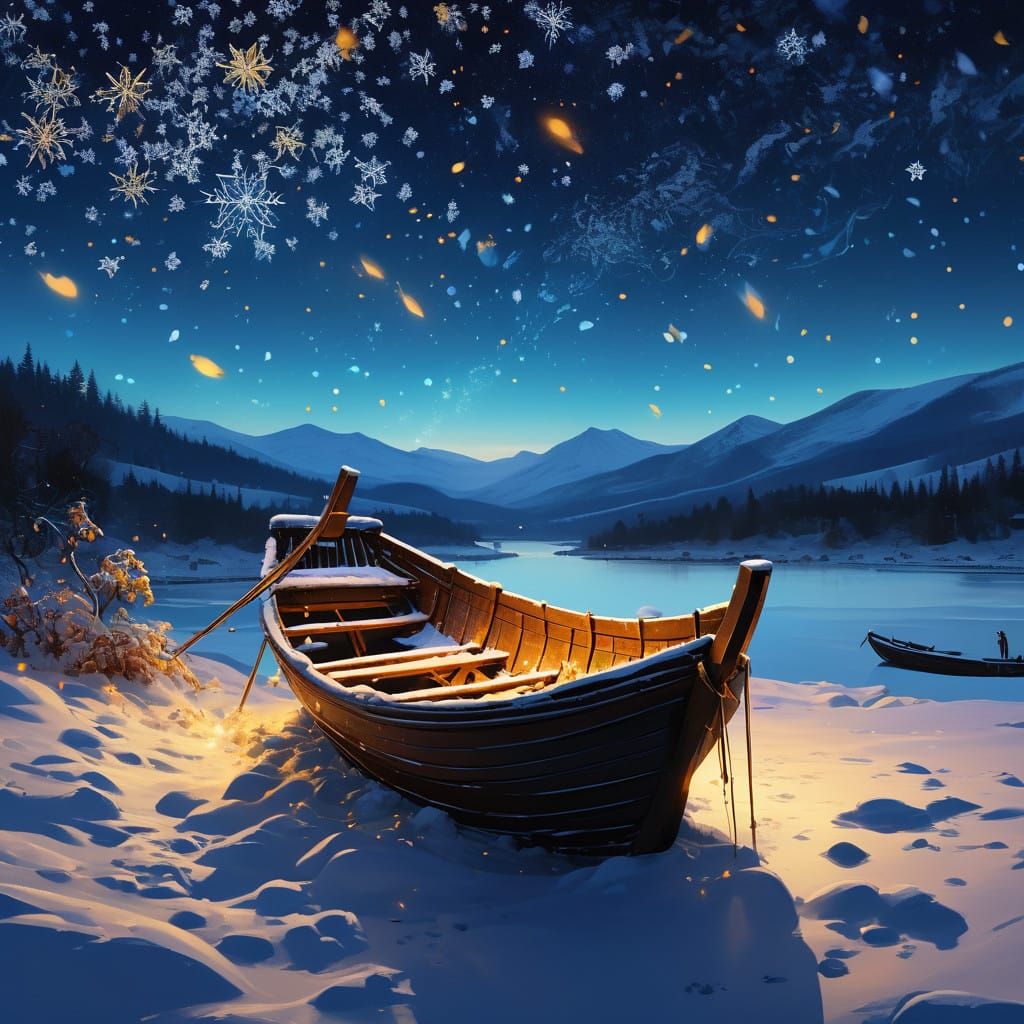 Ethereal Christmas Scene in Impressionist Style