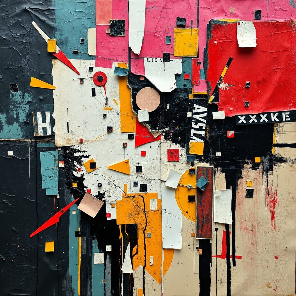 Futuristic Abstract Composition in Brutalist Style