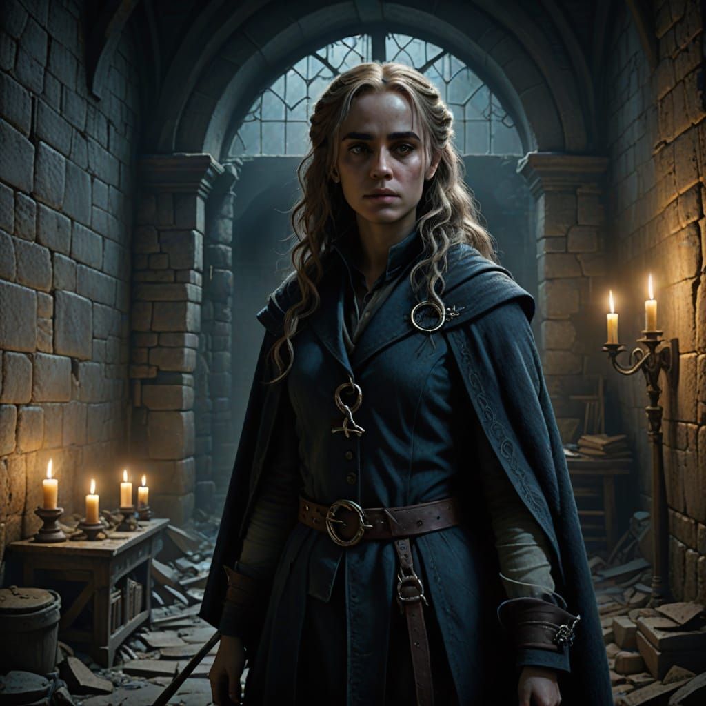 Ethereal Fantasy Portrait of Hermione Granger in Dark Wizard...