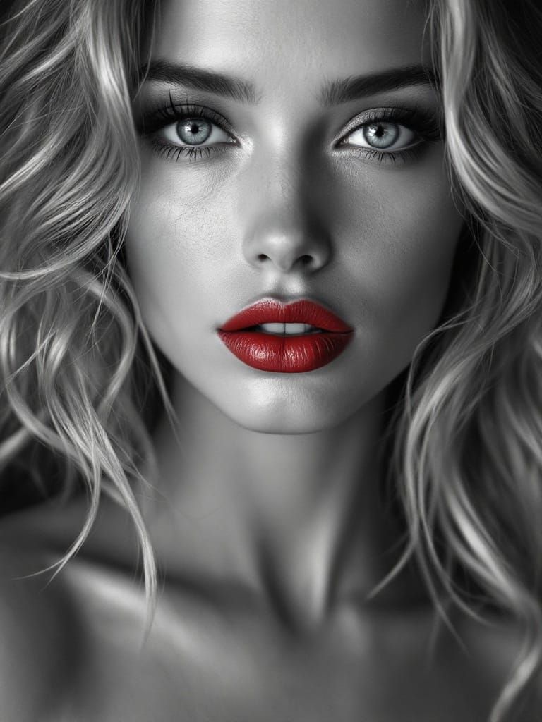 Sensual Monochrome Goddess in Hyper-Realistic Portrait