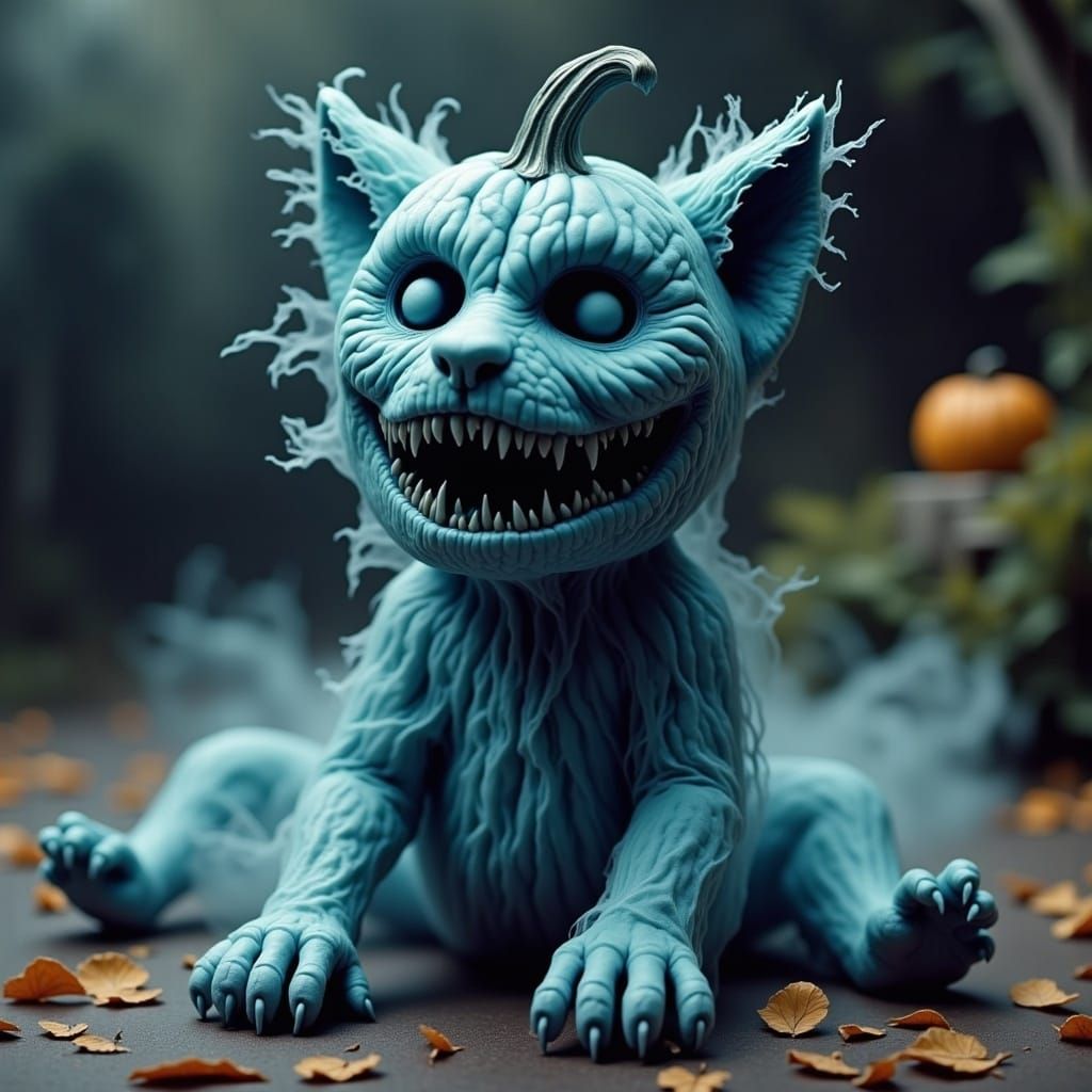 Junji Ito Style Halloween Cyborg Kitten