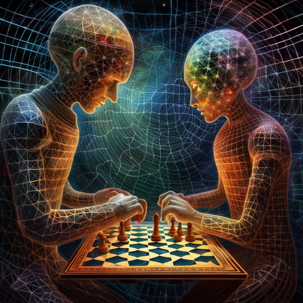 Cosmic Chess Game in Filigree Style