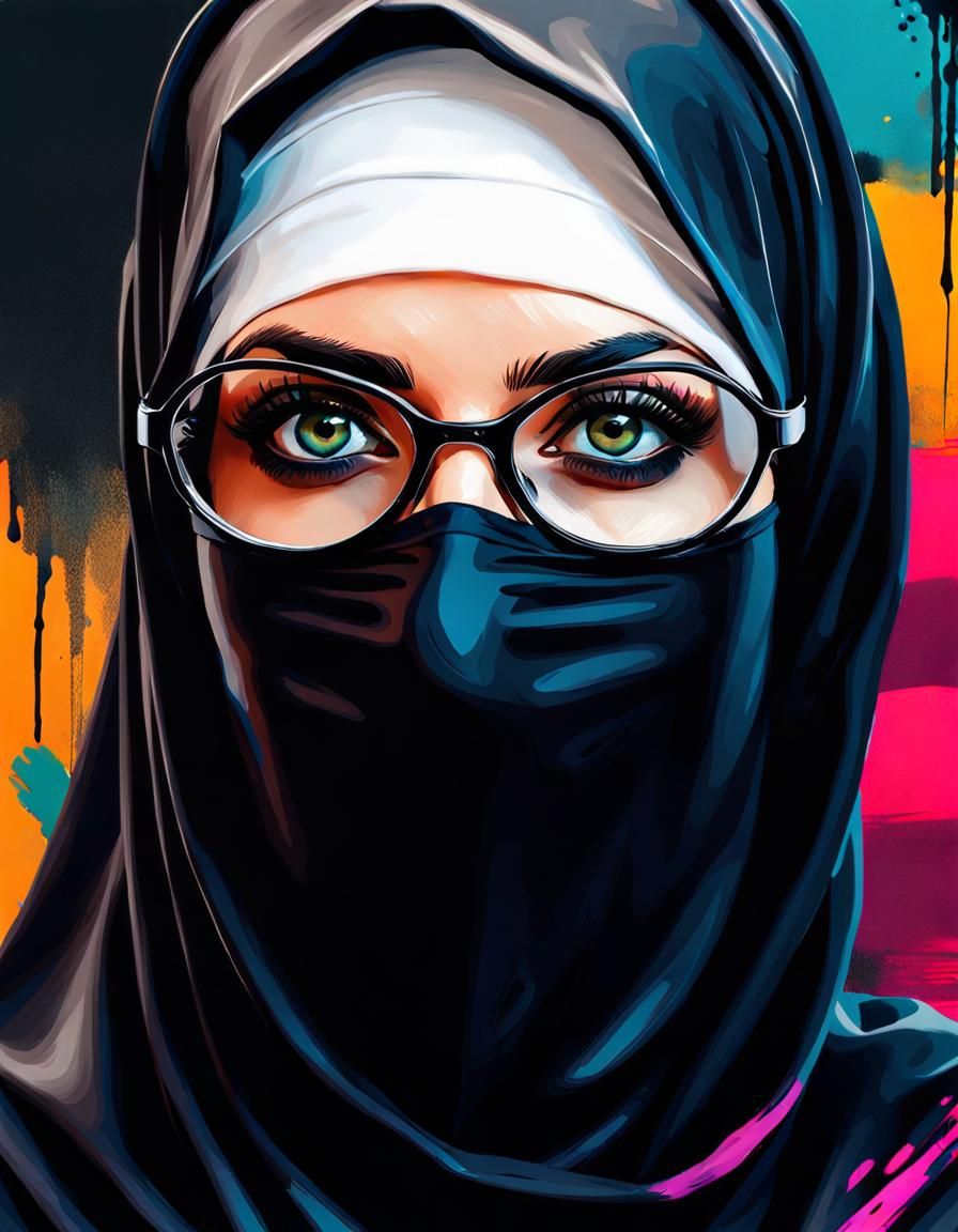 Pop Art Portrait of Woman in Niqab