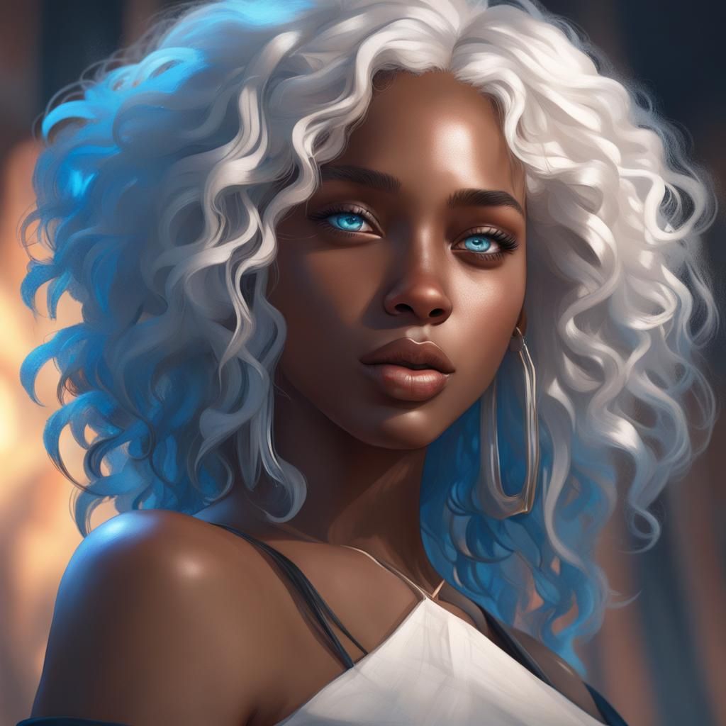 Stunning Portrait of a Girl with White Hair