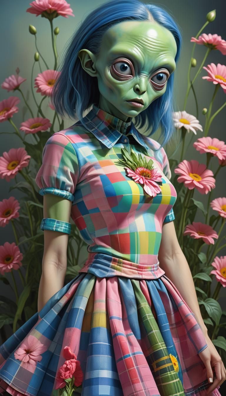 Surreal Alien Woman in Hyperrealistic Style