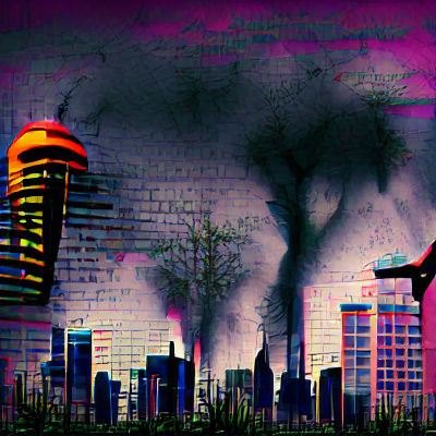 Post-Apocalyptic Survivor in Ruined Cityscape