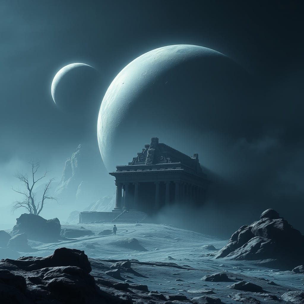 Forgotten Temple on Pluto, Shrouded in Dark Atmosphere