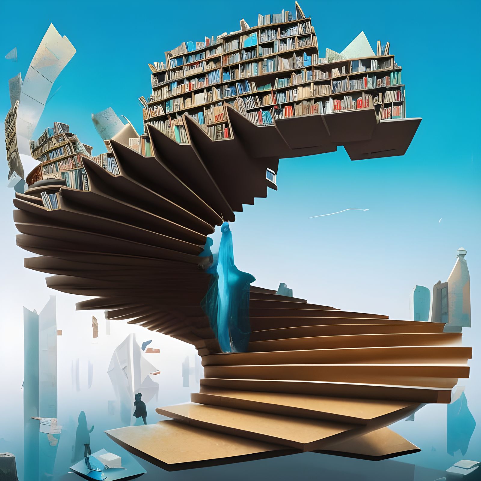 Library of Alexandria: Surreal Book Staircase