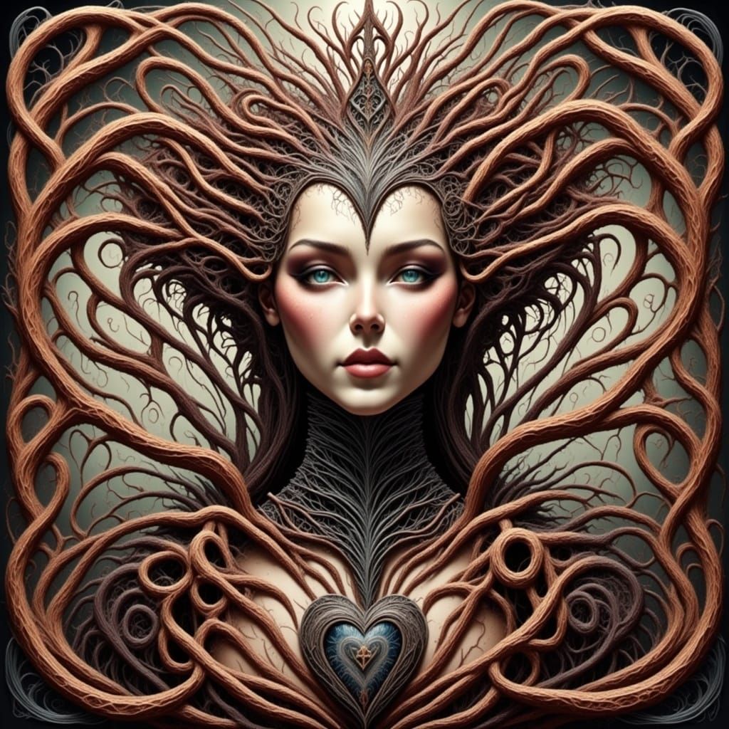 Stylized Spider Heart Shape Design