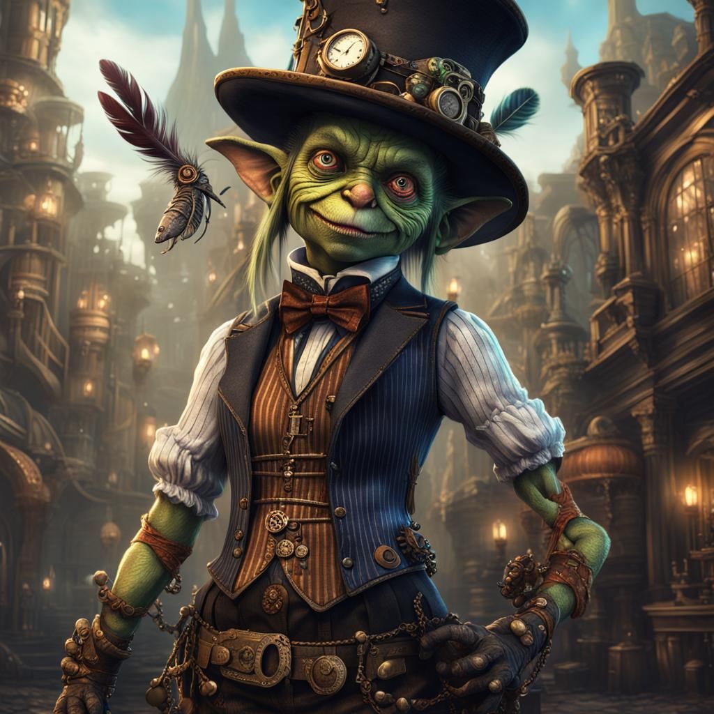 Steampunk Goblin Girl in Detailed Fantasy Art