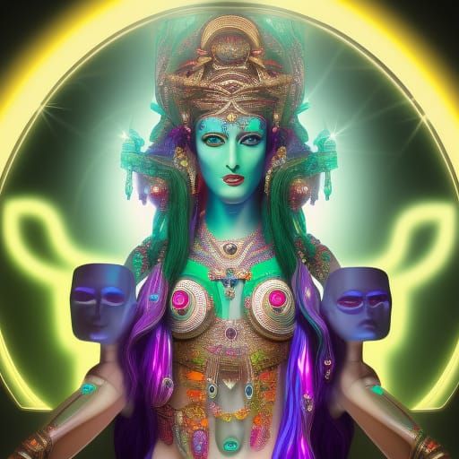Ancient goddess deity as alluring Android.  Insane detail, h...