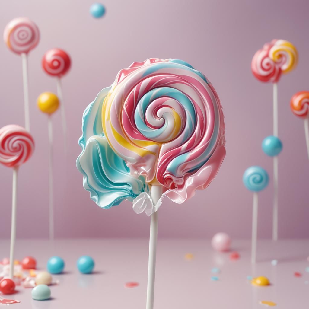 Anime-Inspired 3D Art of Lollipop Unwrapping