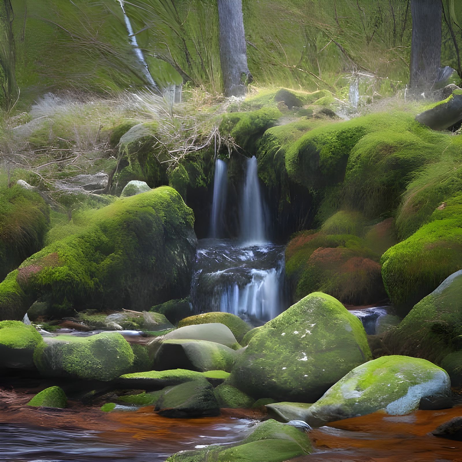 Celtic Banshee at Autumn Brook, Oil Painting