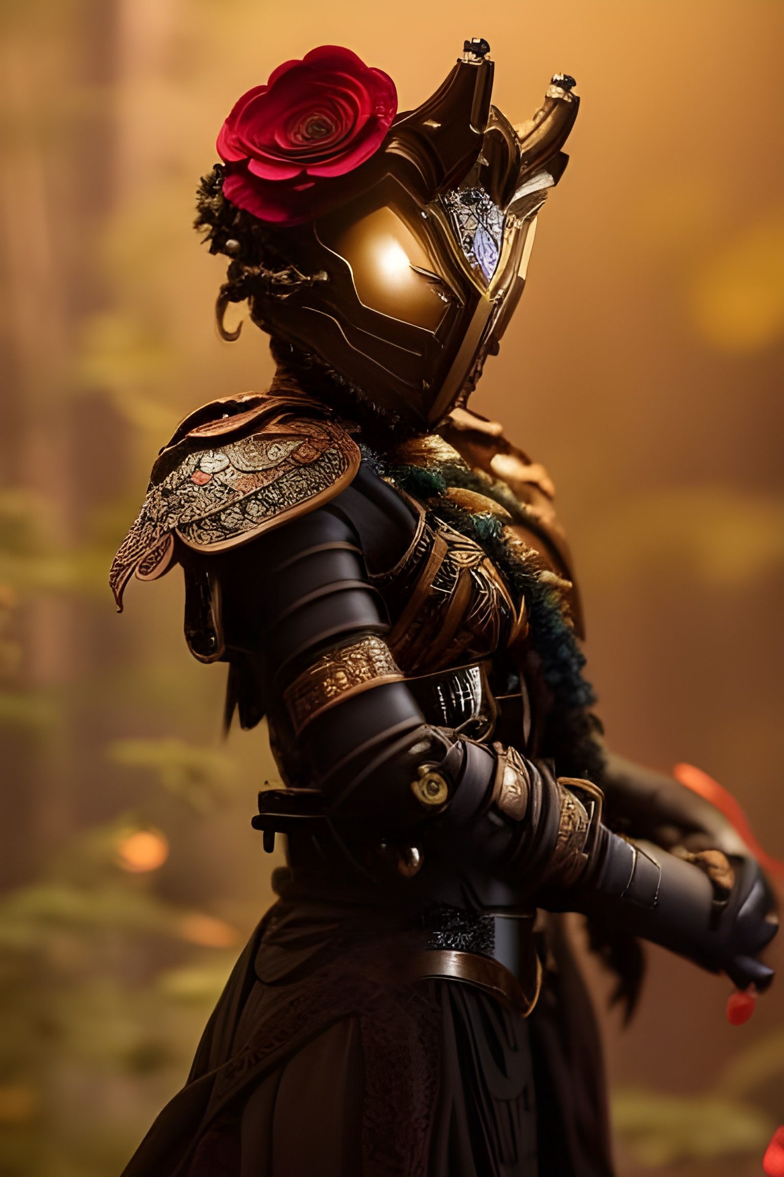 Majestic Mechanical Demon Warrior in Detailed Portrait