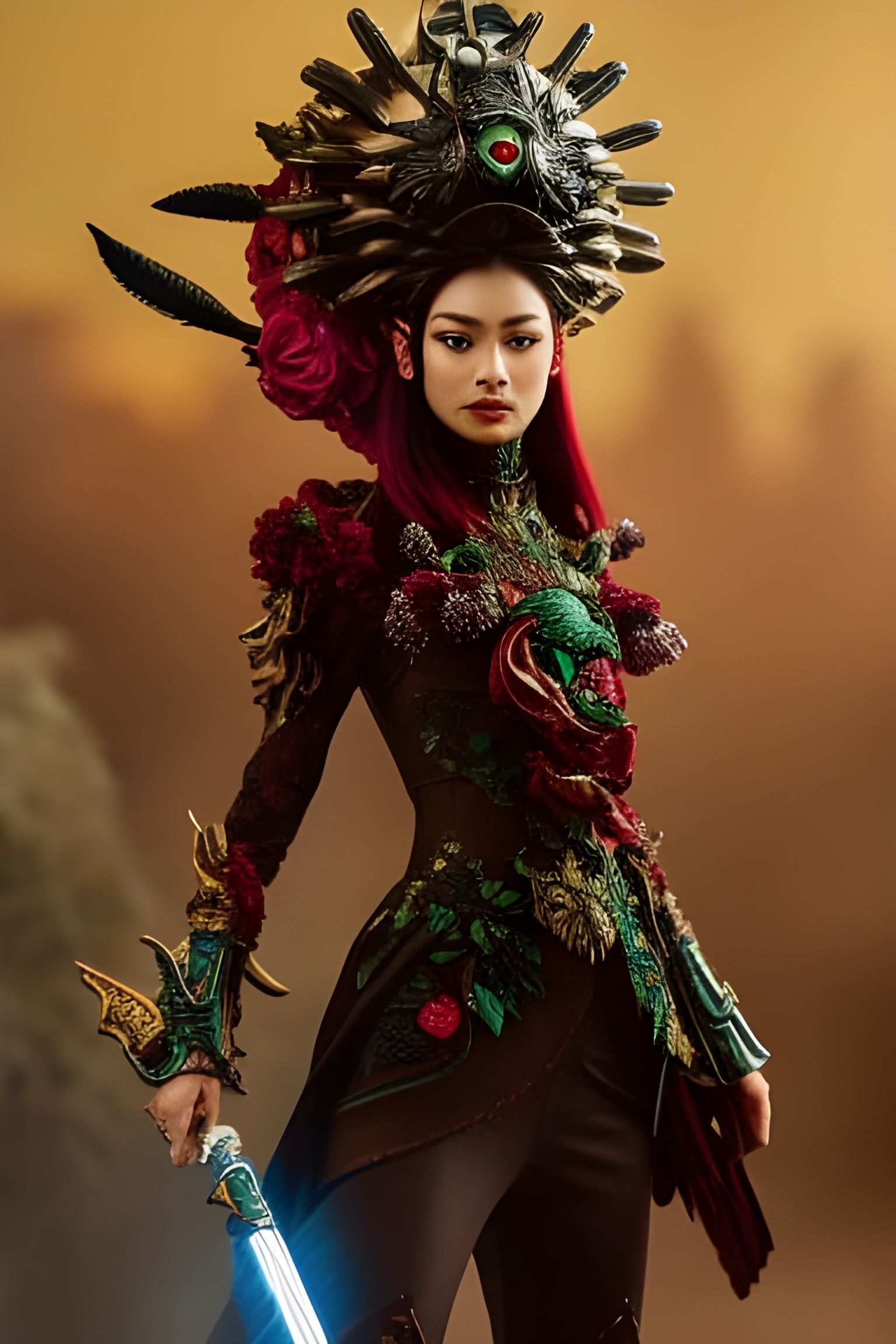 Majestic Mechanical Demon Warrior in Intricate Armour