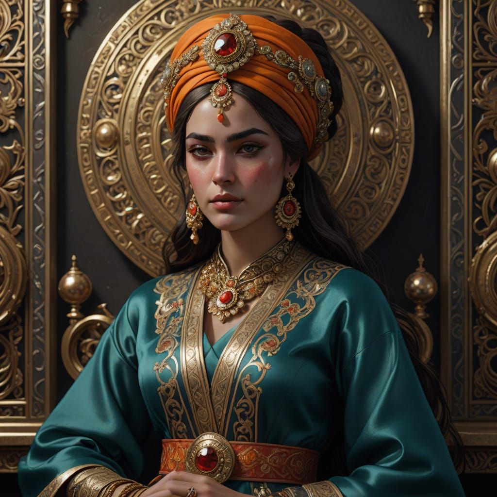 Mediterranean Princess in Ornate Regalia