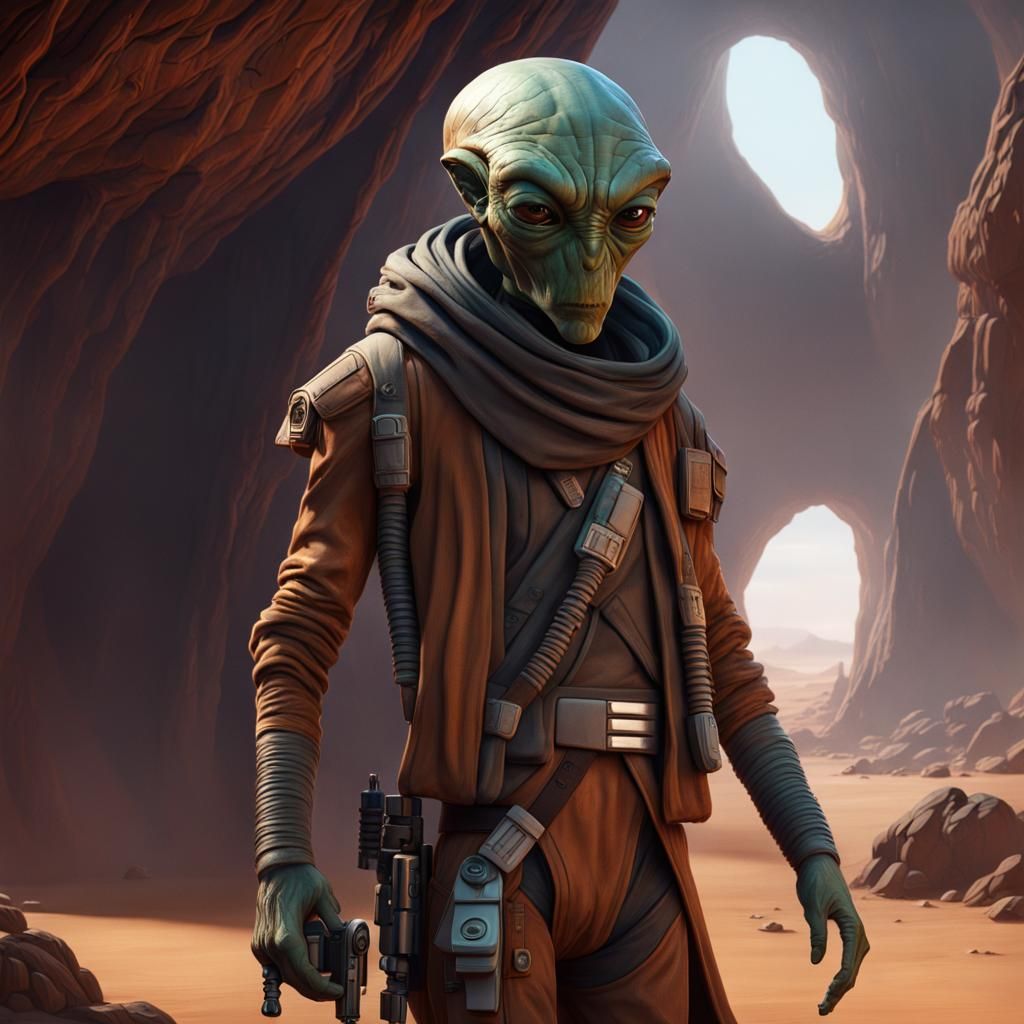 Star Wars Alien Smuggler in Detailed Matte Painting