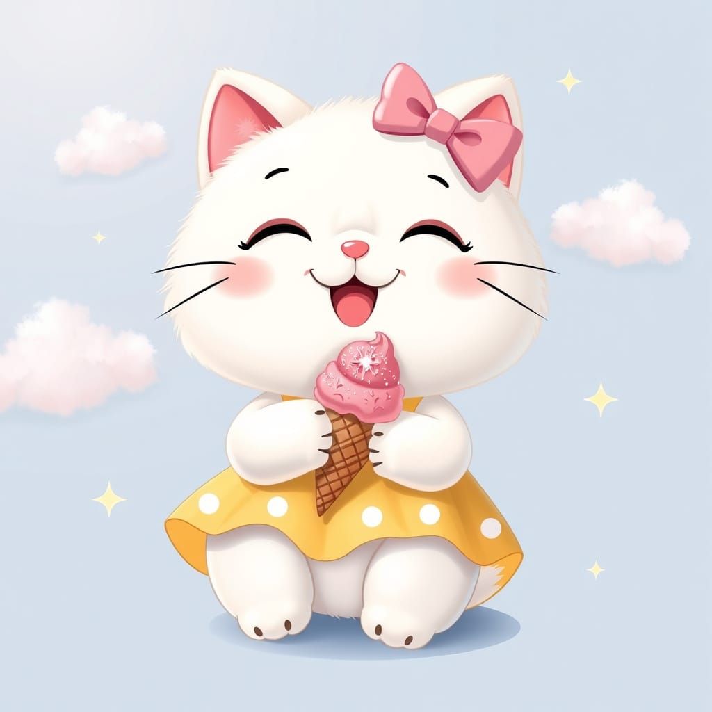Kawaii Kitten With Icecream