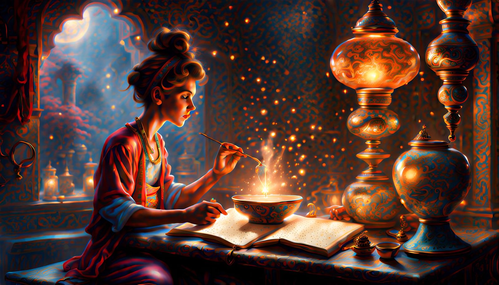 Genie Grants Wishes: A Hyperrealistic Storybook Illustration