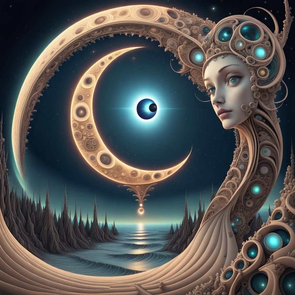 Futuristic Moon and Venus Convergence in 3D