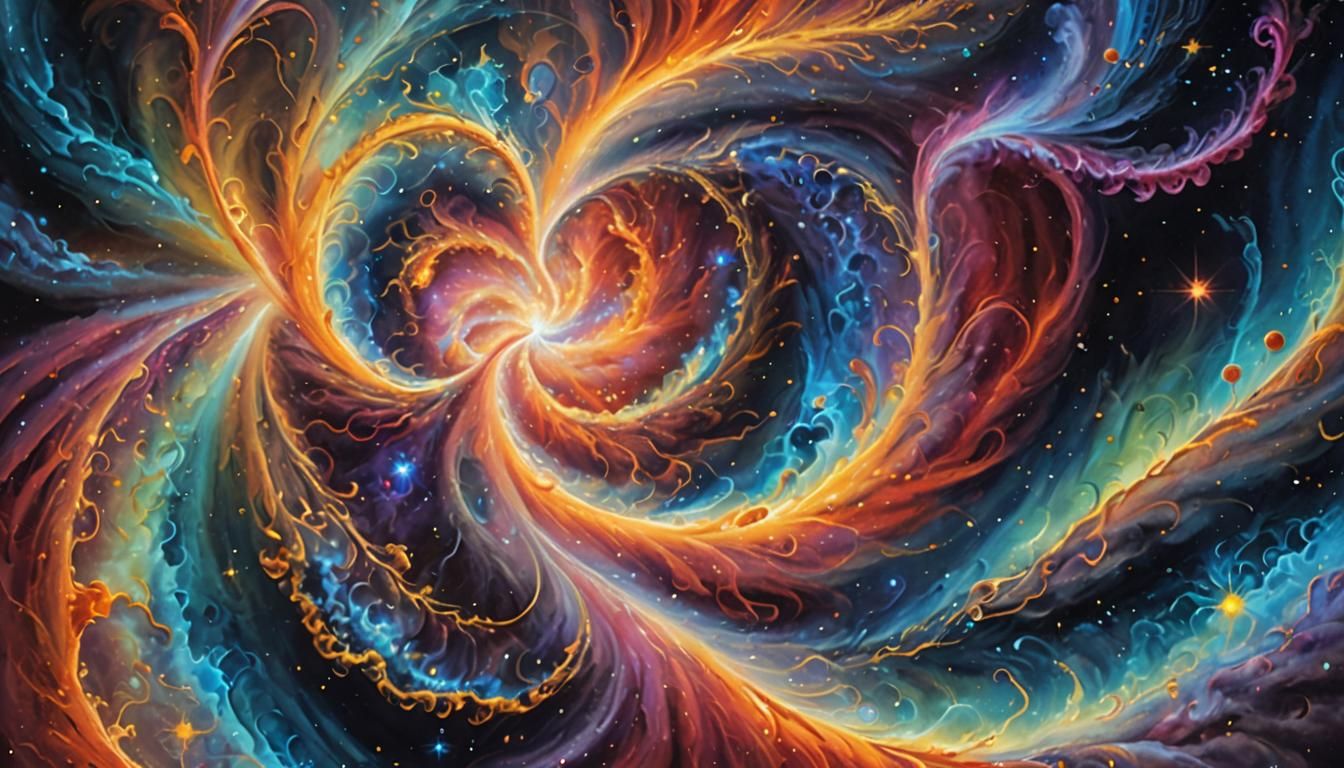 Ethereal Cosmic Nebula with Intertwining Energies