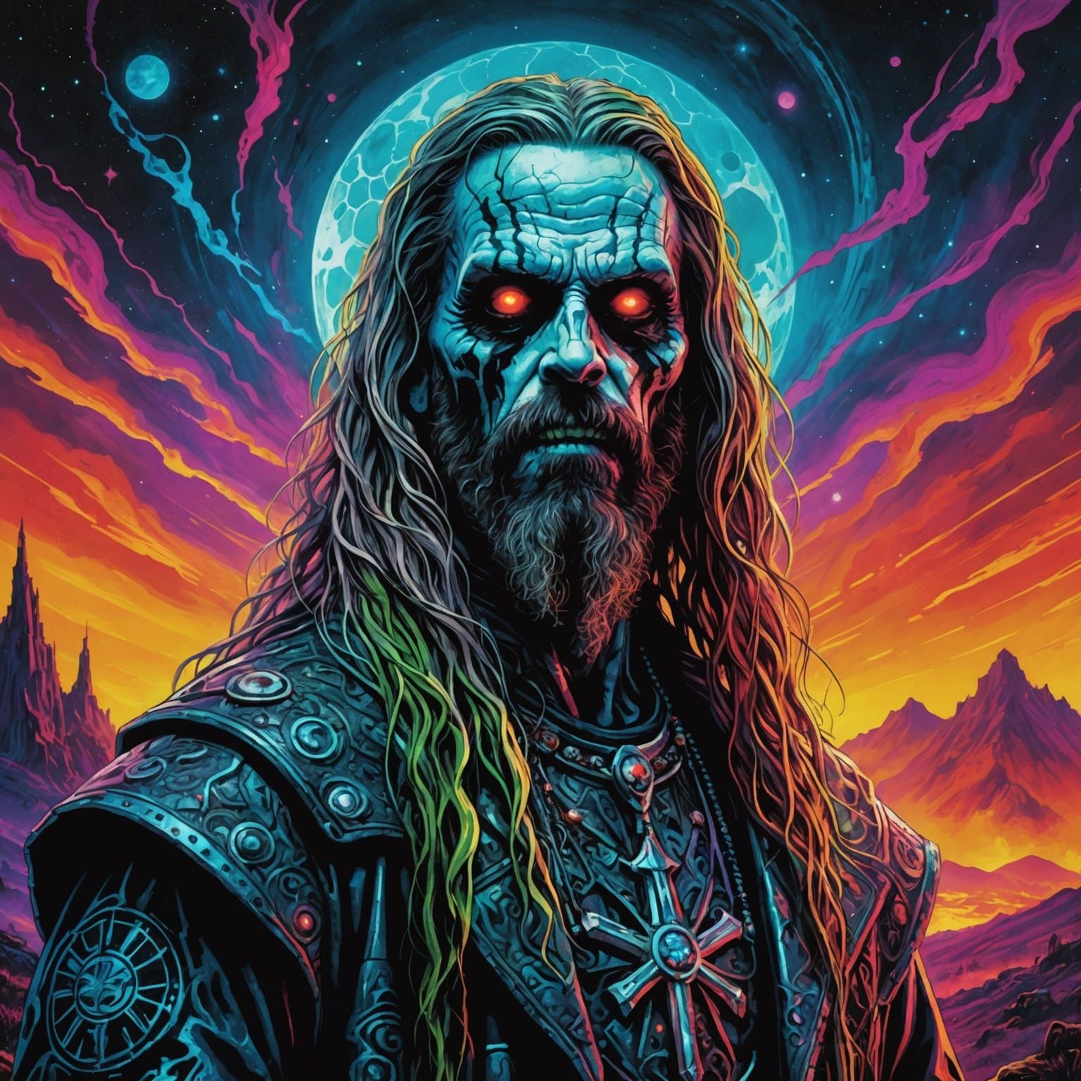 Rob Zombie as Slasher Villain in Cosmic Illustration