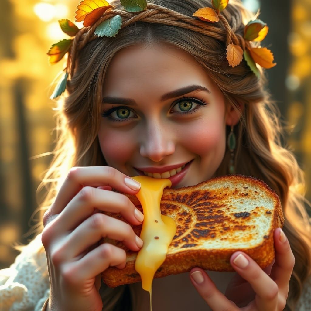 Celtic Princess Enjoys Toasty in Autumn Forest