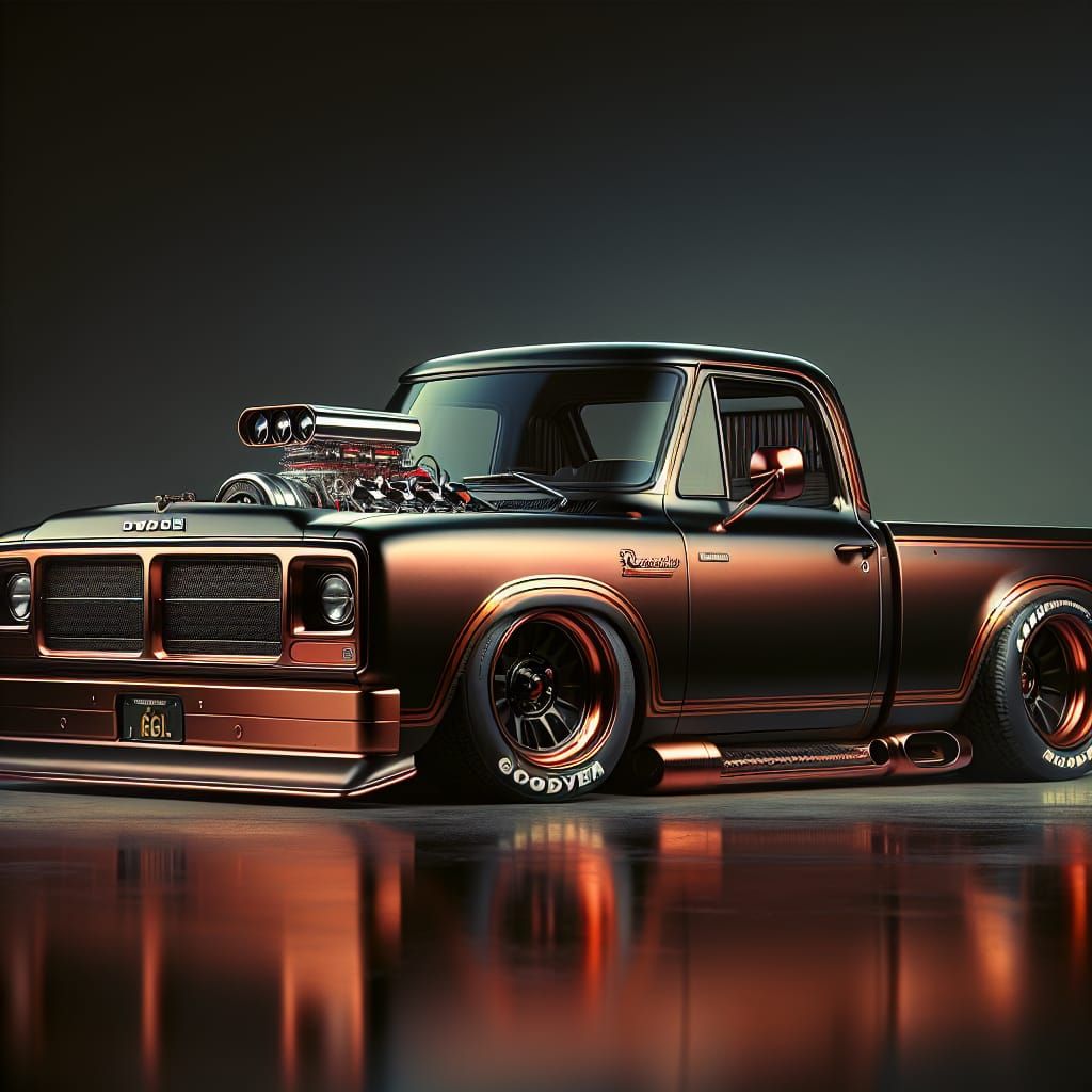 Copper Black 1989 Dodge D100 Racing Truck