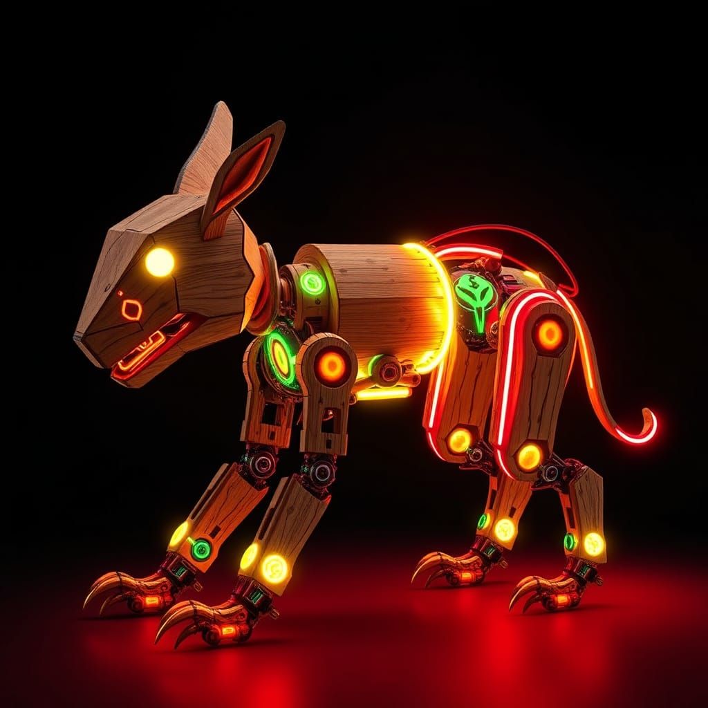 Neon Robotic Dog: A Creative Hybrid Creation