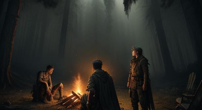 Post-Apocalyptic Campfire Scene in Digital Painting
