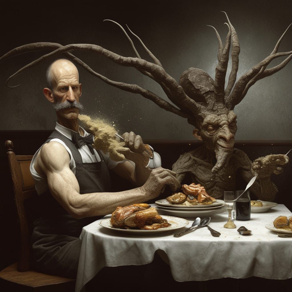 The Old Mage just turned the Man's Drumstick into Dust