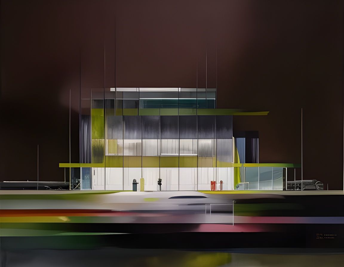 Modern Brutalist Building: Watercolour Painting