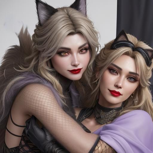 Woman Hugging Cat: Trending 3D Art