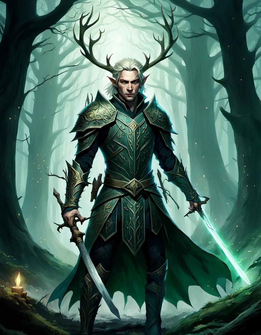 Dark Fantasy Elf in Forbidden Forest