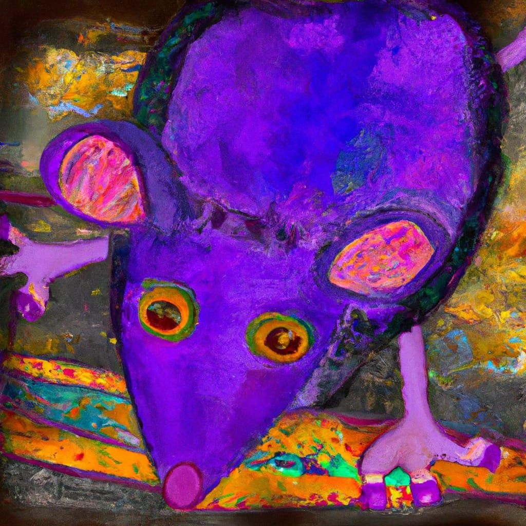 Friendly Purple Creature Inspired by Klimt and Neiman