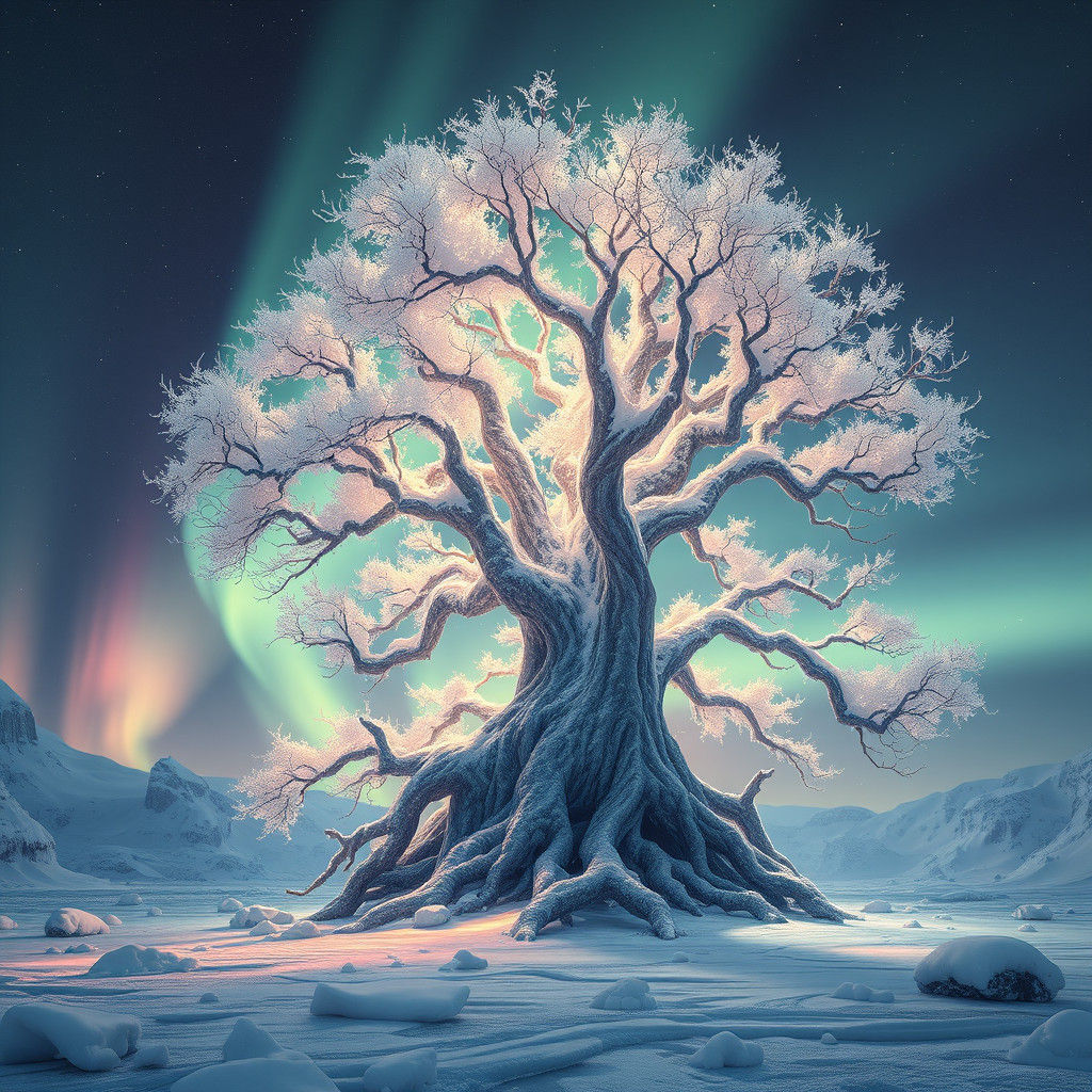 Mystical Tree in Iceland, Digital Matte Painting