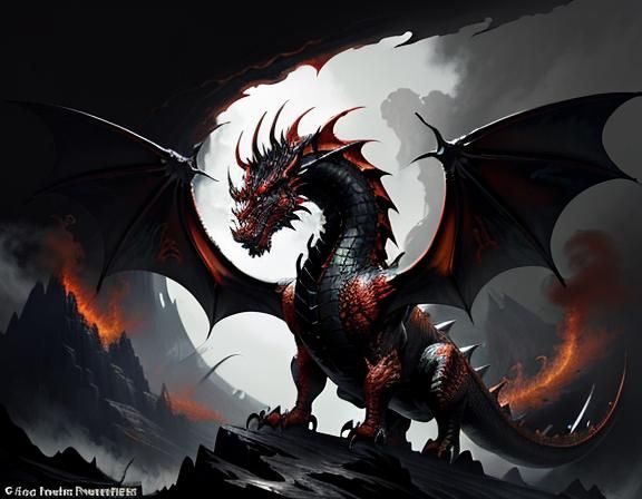 Fiery Dragon in Dynamic Fantasy Art Style