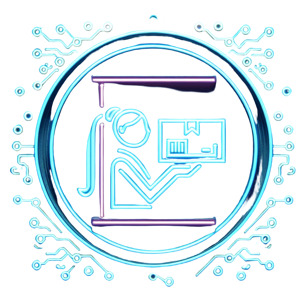 Futuristic Neon Inventory Icon with Digital Accounting
