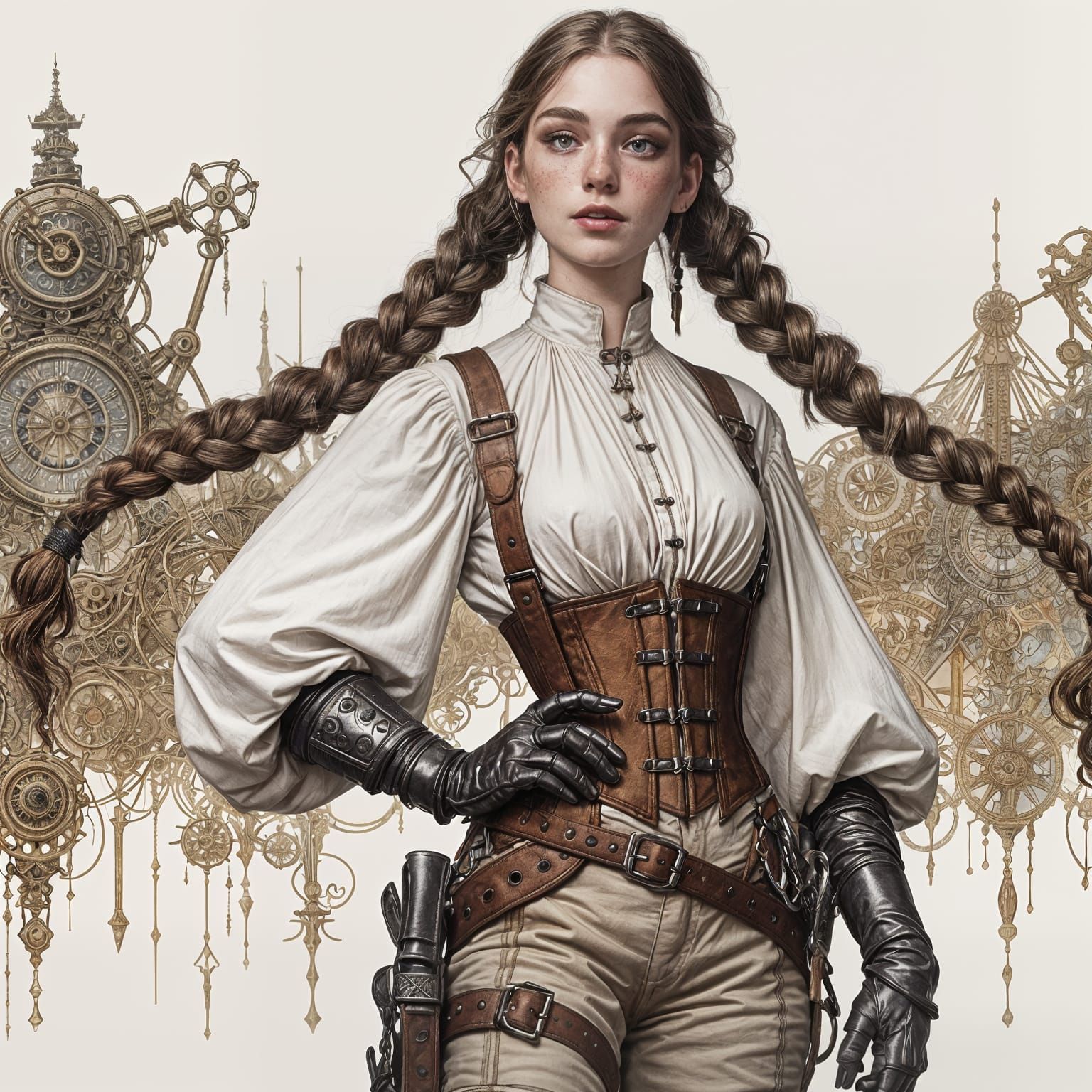 Ethereal Victorian Cybernetic Beauty in Post-Apocalyptic Lan...