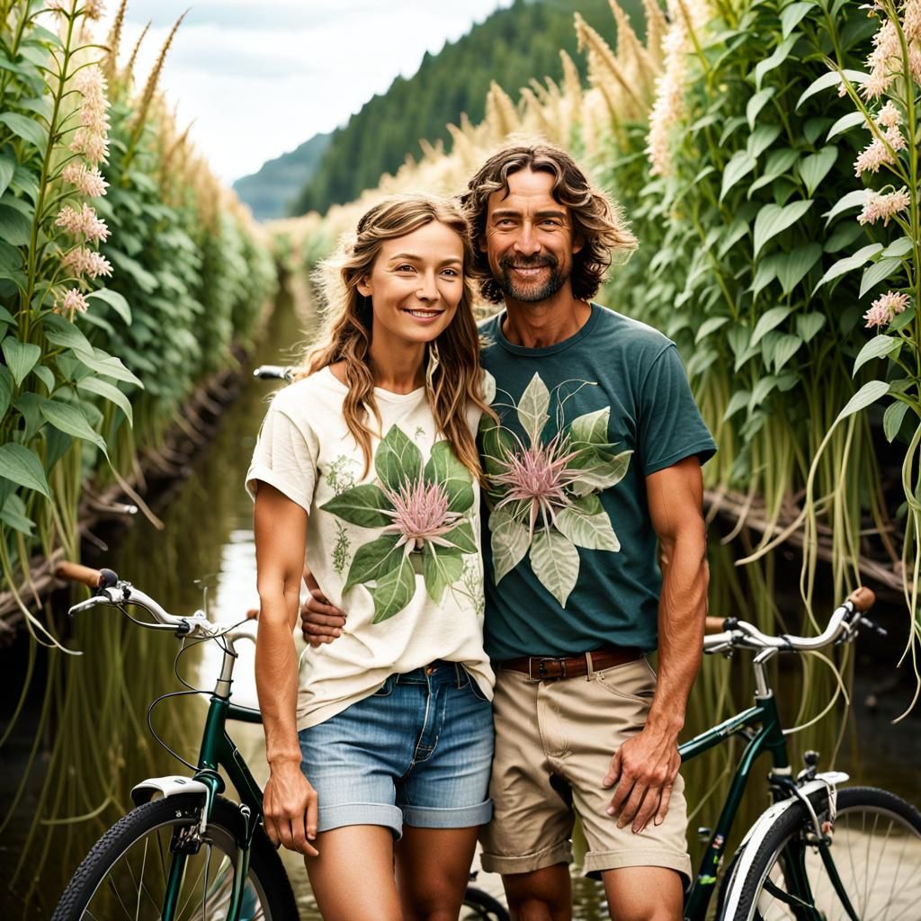 Sunlit Bicycle Touring in Mountain Village