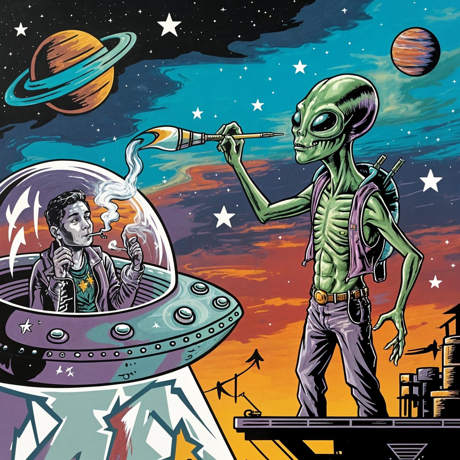 Alien Graffiti Artist Paints the Cosmos