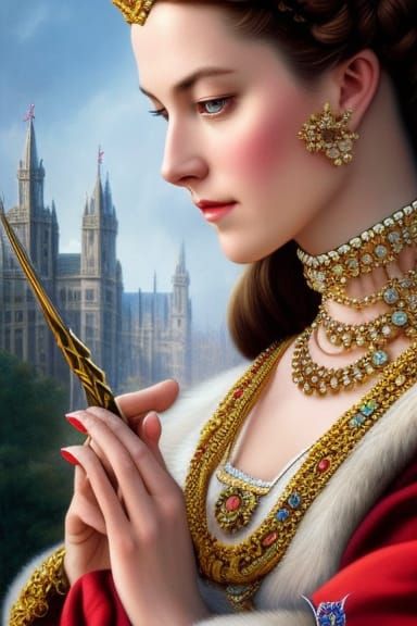 Anne Boleyn Portrait in Hyperrealistic Style