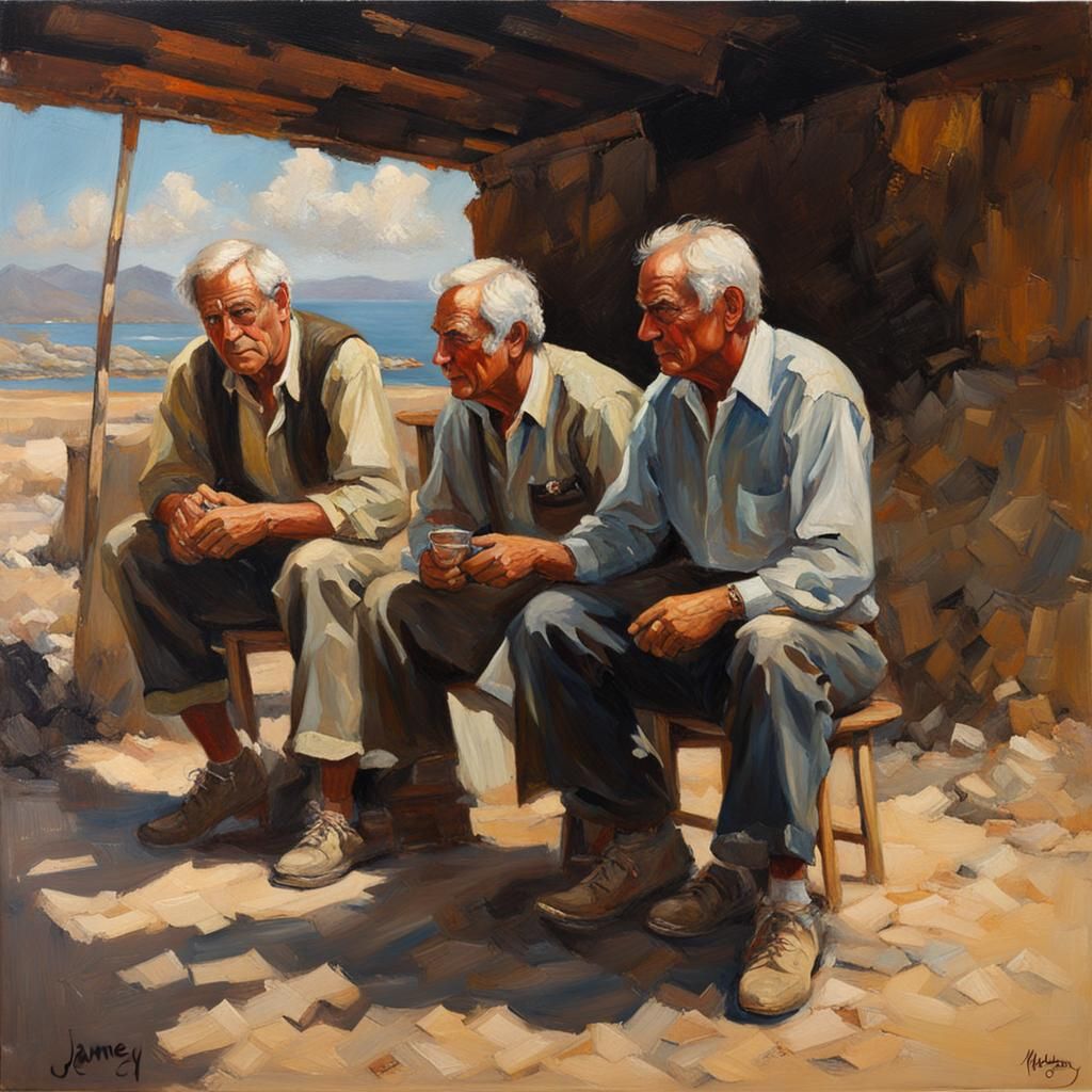 Men in Oil Painting by James Gurney Style