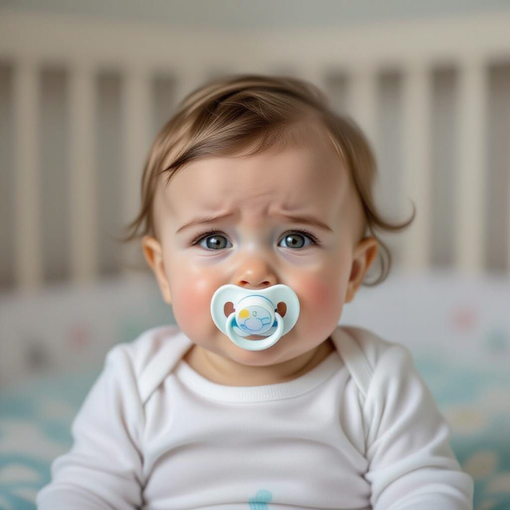 Baby Crying in Playpen Studio Portrait