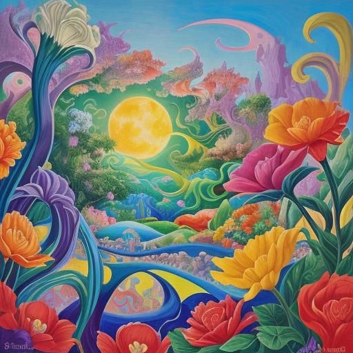 Cellist Serenades Moon in Surrealist Oil Painting