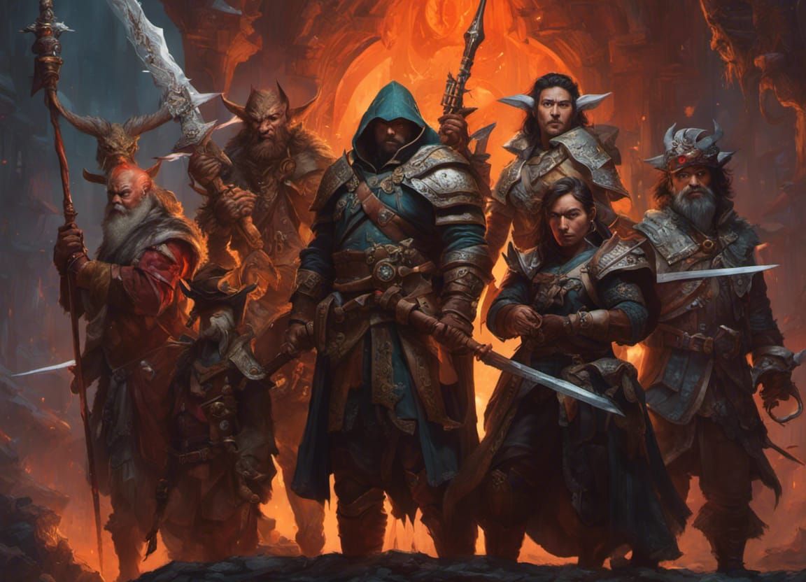 Fantasy Adventurers Ready for Battle