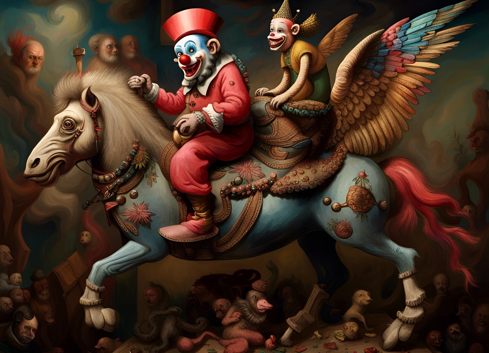 Clown Monkey Rides Pegasus: Digital Matte Painting