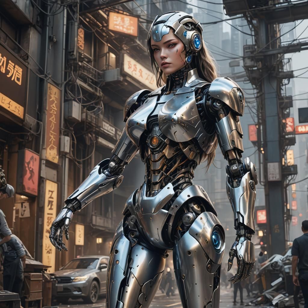 Detailed Female Robot in Sorayama Style